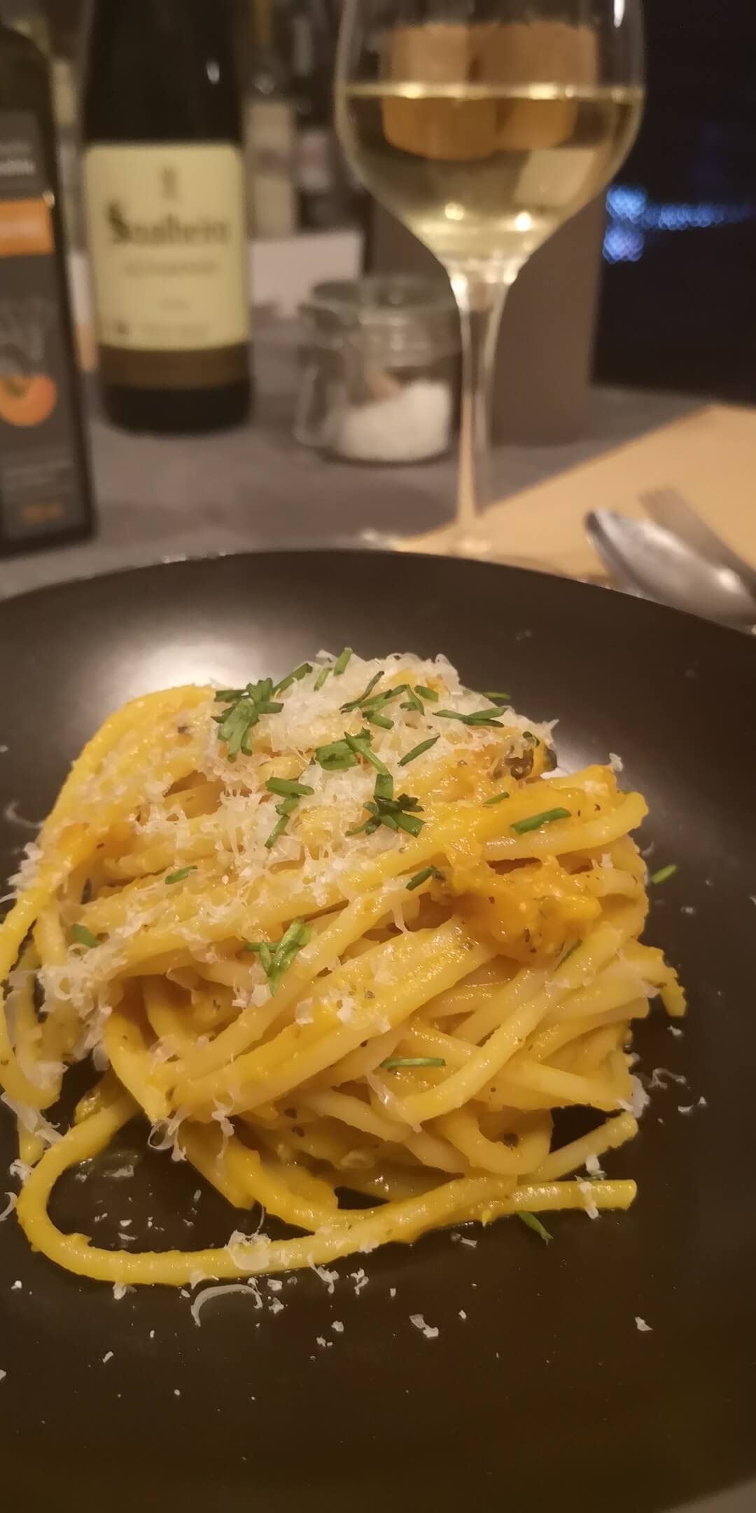 Spaghetti mit Kürbispesto